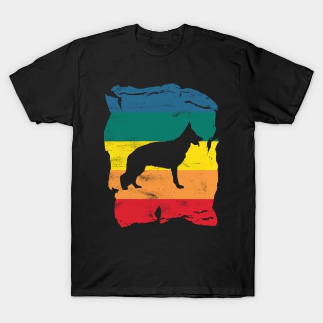 German Shepherd Dog Distressed Vintage Retro Silhouette T-Shirt by DoggyStyles